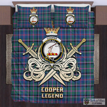 Cooper Tartan Bedding Set with Clan Crest and the Golden Sword of Courageous Legacy