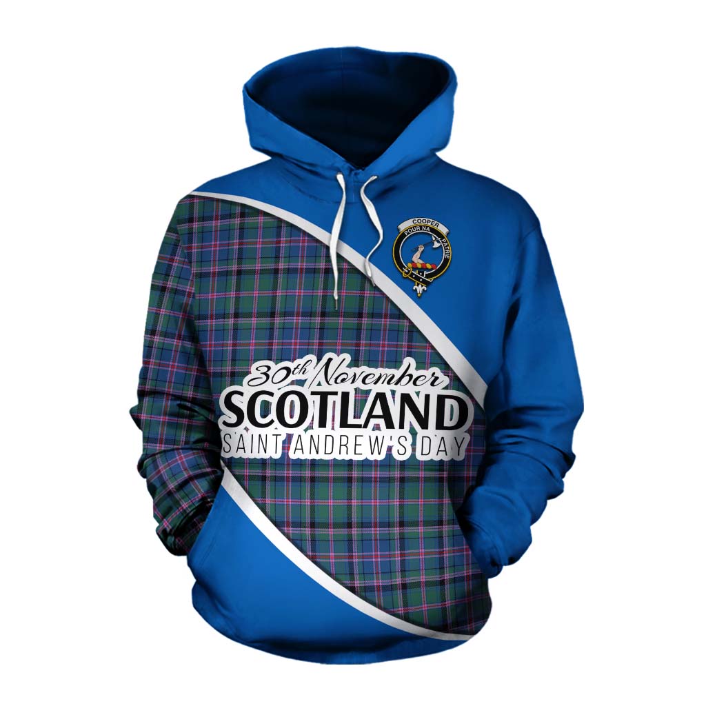 Tartan Vibes Clothing Cooper Family Crest Tartan Cotton Hoodie Celebrate Saint Andrew's Day in Style