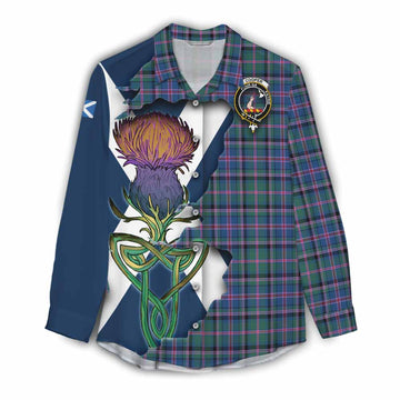 Tartan Vibes Clothing Cooper Tartan Family Crest Women's Casual Shirt Scottish Thistle Celtic Inspired