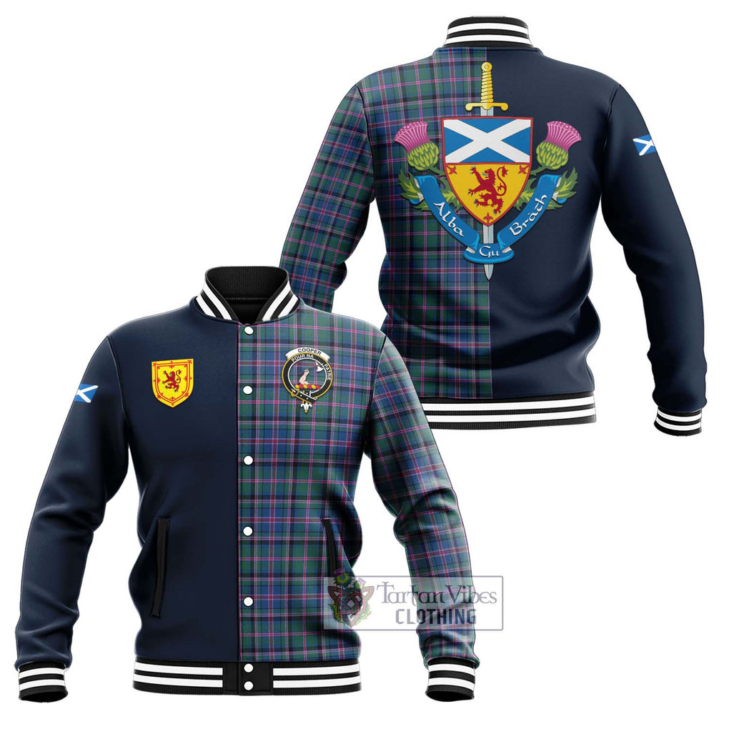 Cooper Tartan Baseball Jacket Alba with Scottish Lion Royal Arm Half Style Unisex - Tartan Vibes Clothing