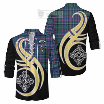 Tartan Vibes Clothing Cooper Tartan Ghillie Kilt Shirt with Family Crest and Celtic Symbol Style
