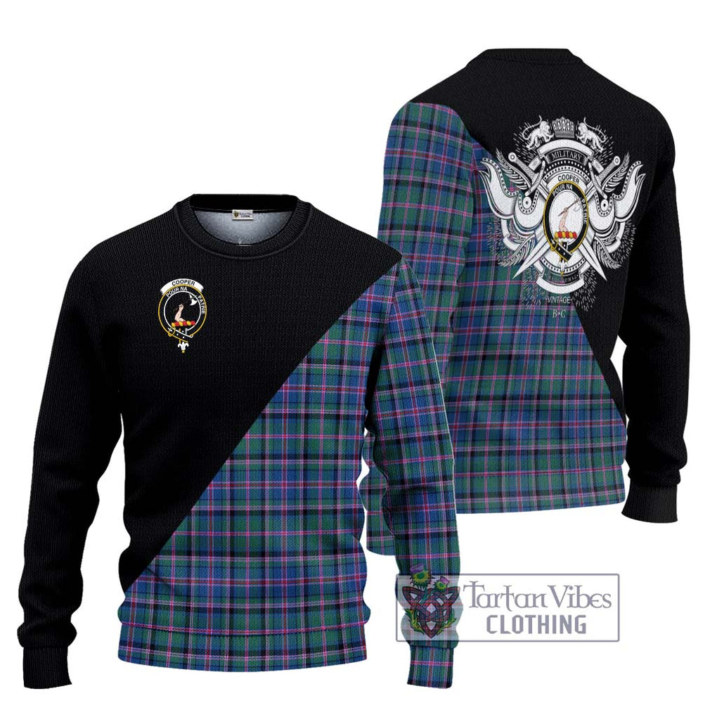 Cooper Tartan Knitted Sweater with Family Crest and Military Logo Style Unisex - Tartanvibesclothing Shop