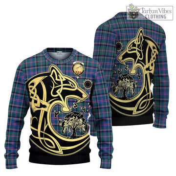 Cooper Tartan Knitted Sweater with Family Crest Celtic Wolf Style Unisex - Tartan Vibes Clothing