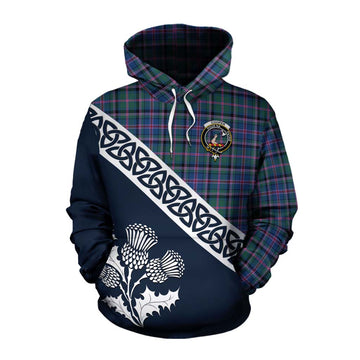 Cooper Tartan Cotton Hoodie Featuring Thistle and Scotland Map