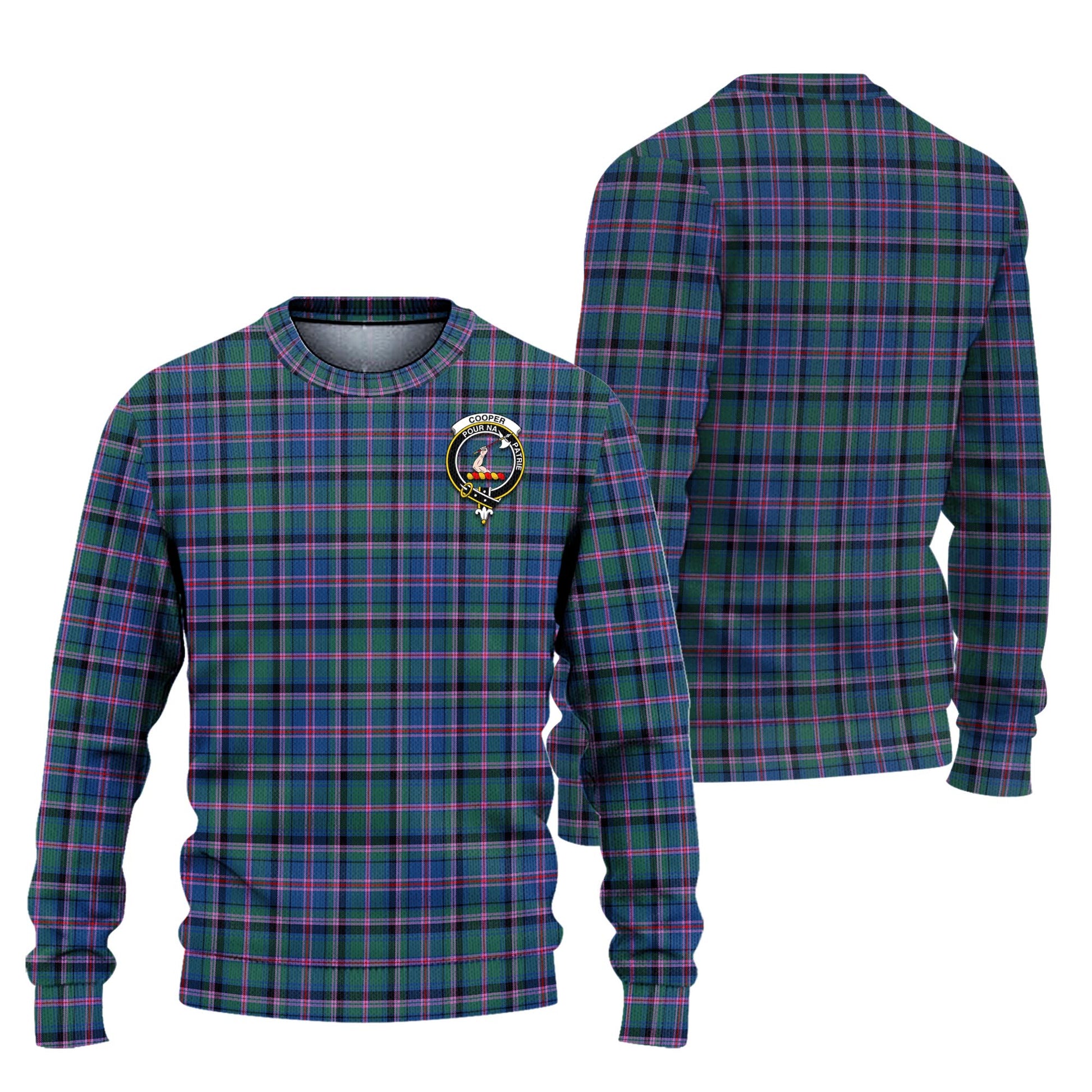 Cooper Tartan Knitted Sweater with Family Crest Unisex - Tartanvibesclothing