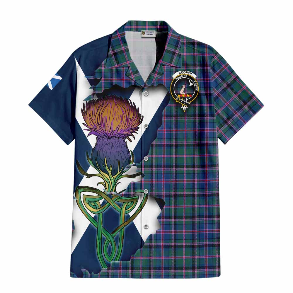 Tartan Vibes Clothing Cooper Tartan Family Crest Short Sleeve Button Shirt Scottish Thistle Celtic Inspired