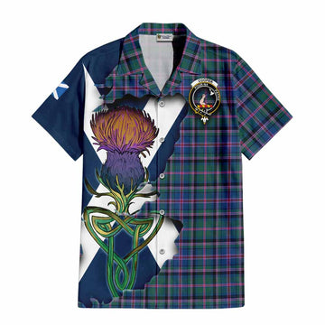 Tartan Vibes Clothing Cooper Tartan Family Crest Short Sleeve Button Shirt Scottish Thistle Celtic Inspired