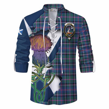 Tartan Vibes Clothing Cooper Tartan Family Crest Ghillie Kilt Shirt Scottish Thistle Celtic Inspired