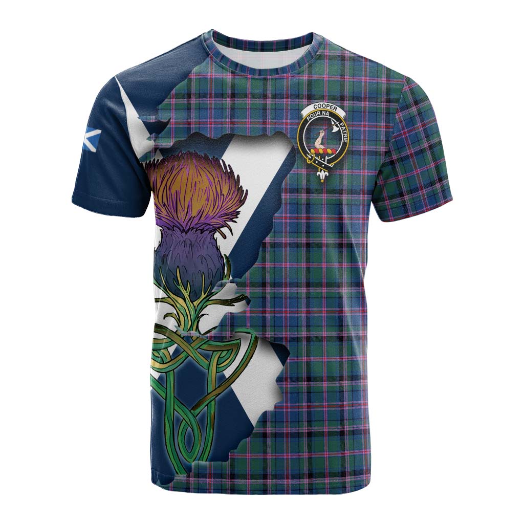 Tartan Vibes Clothing Cooper Tartan Family Crest Cotton T-shirt Scottish Thistle Celtic Inspired