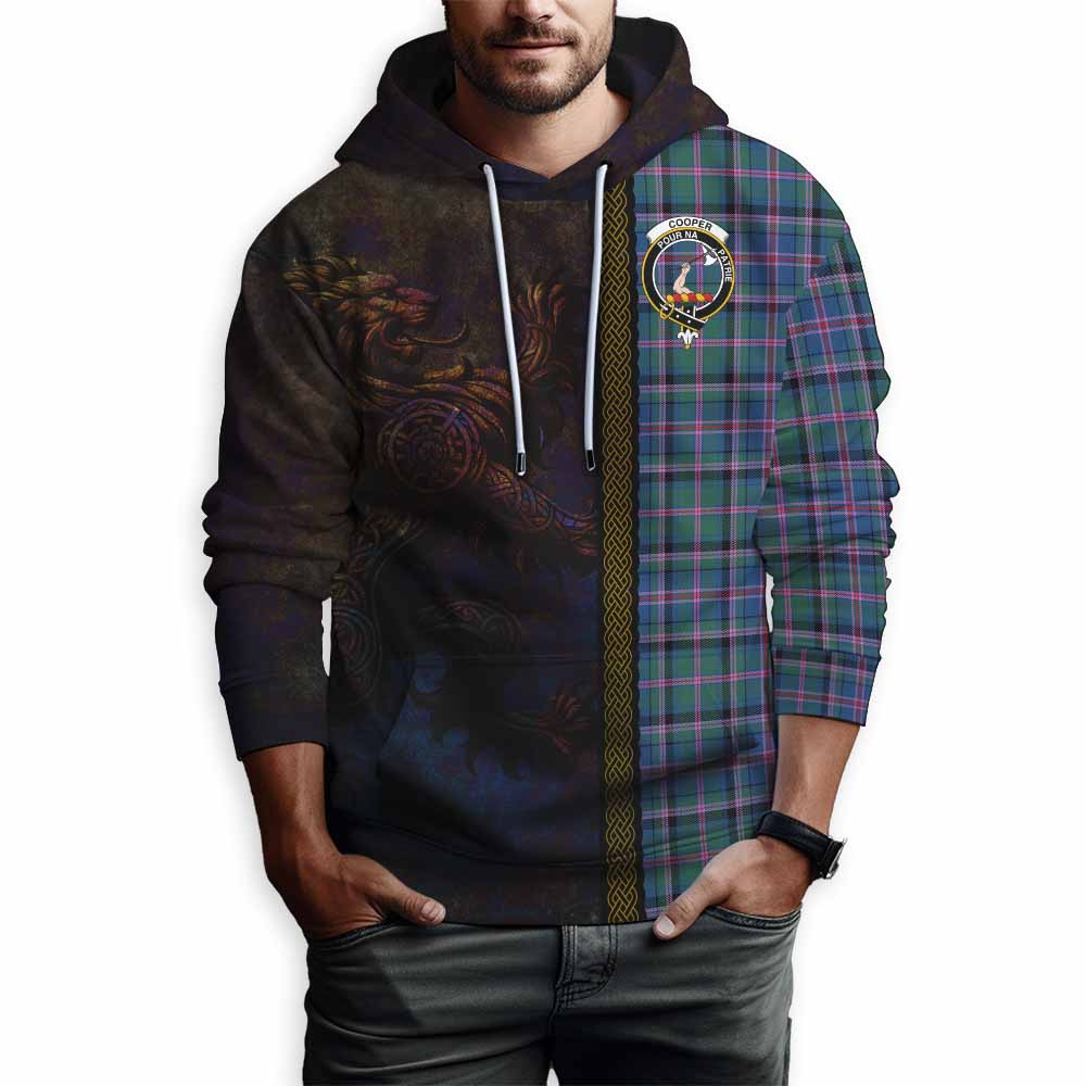 Tartan Vibes Clothing Cooper Tartan Family Crest Hoodie Alba Gu Brath Be Brave Lion Ancient Style