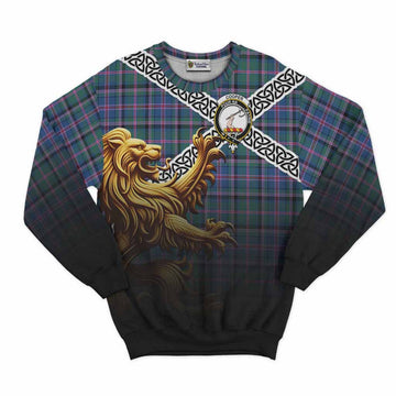 Cooper Crest Tartan Sweatshirt with Golden Lion Emblem Celtic Style