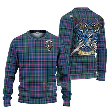 Tartan Vibes Clothing Cooper Tartan Knitted Sweater with Family Crest Celtic Skull Style