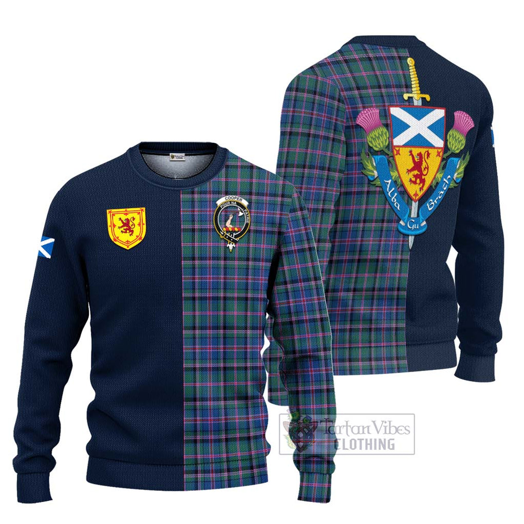 Tartan Vibes Clothing Cooper Tartan Knitted Sweater with Scottish Lion Royal Arm Half Style