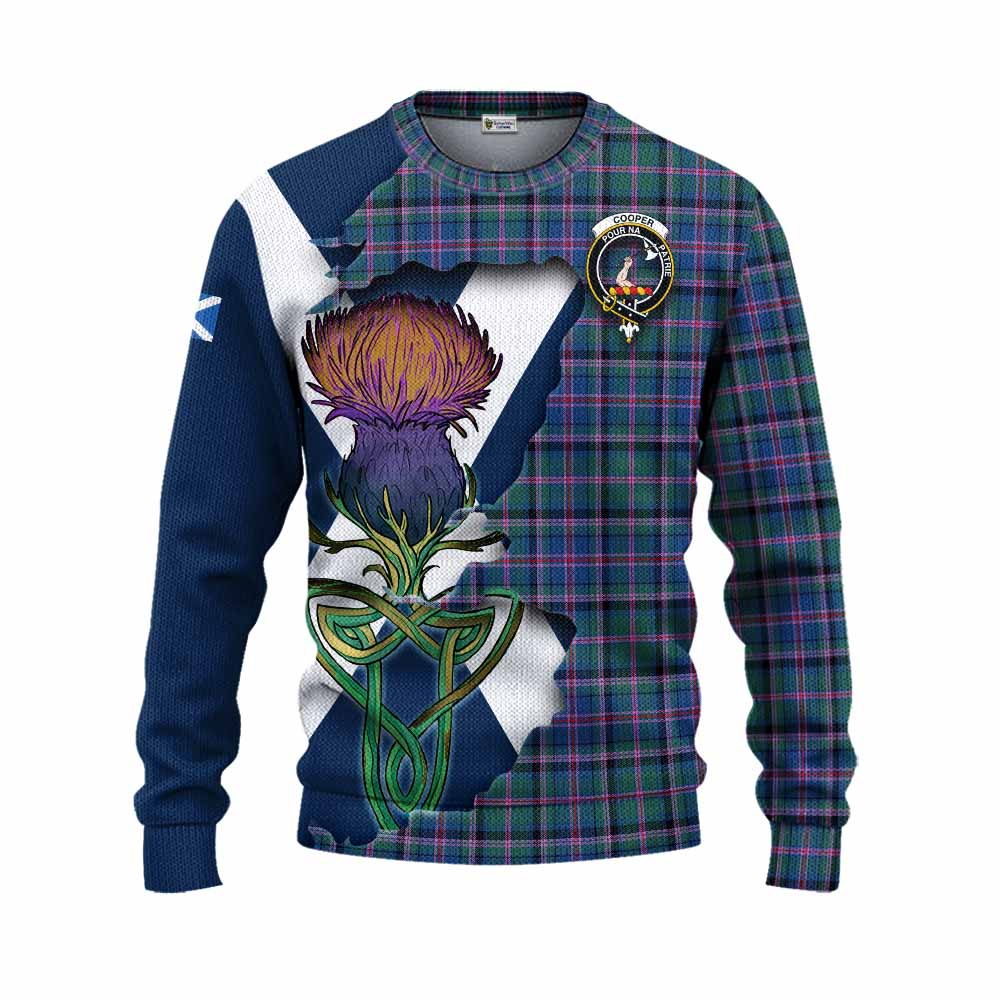 Tartan Vibes Clothing Cooper Tartan Family Crest Knitted Sweater Scottish Thistle Celtic Inspired