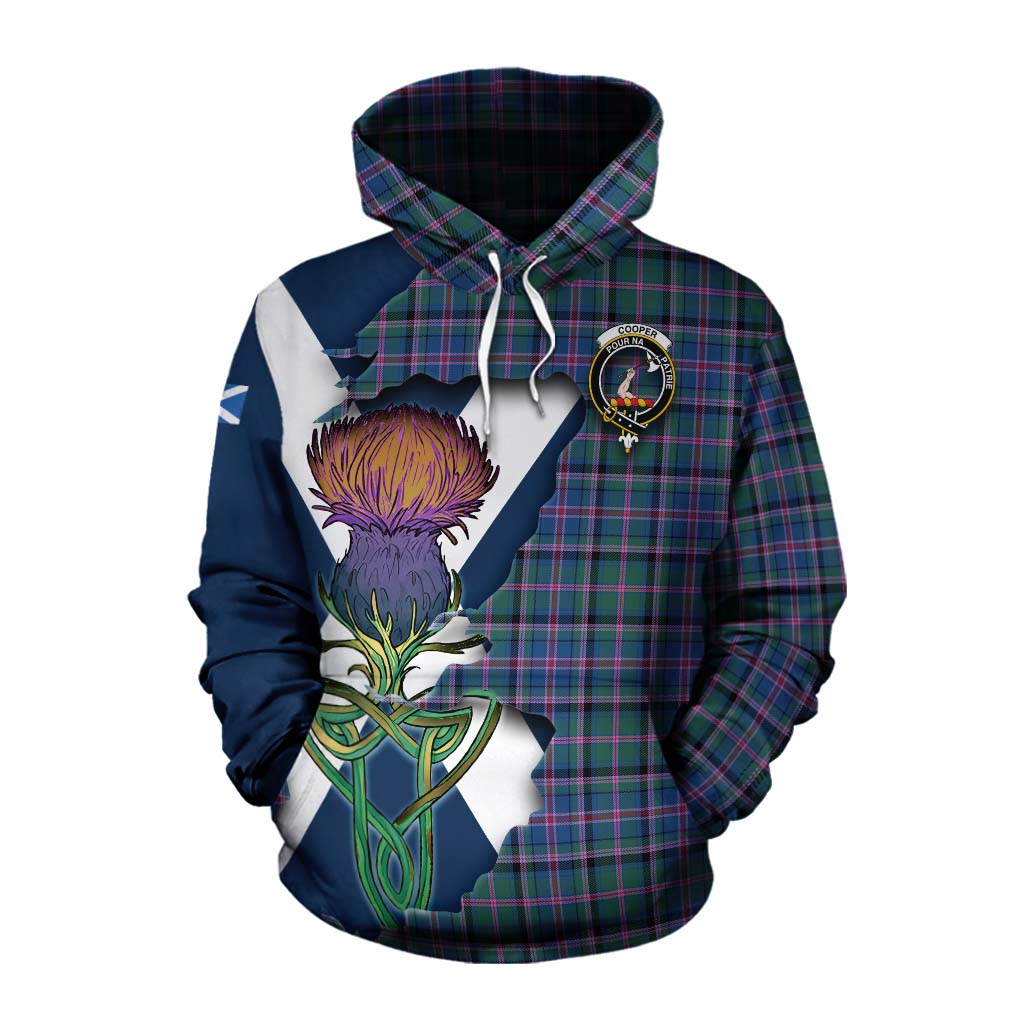 Tartan Vibes Clothing Cooper Tartan Family Crest Cotton Hoodie Scottish Thistle Celtic Inspired