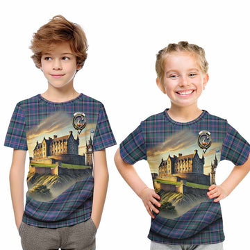 Cooper Tartan Family Crest Kid T-Shirt with Scottish Ancient Castle Style