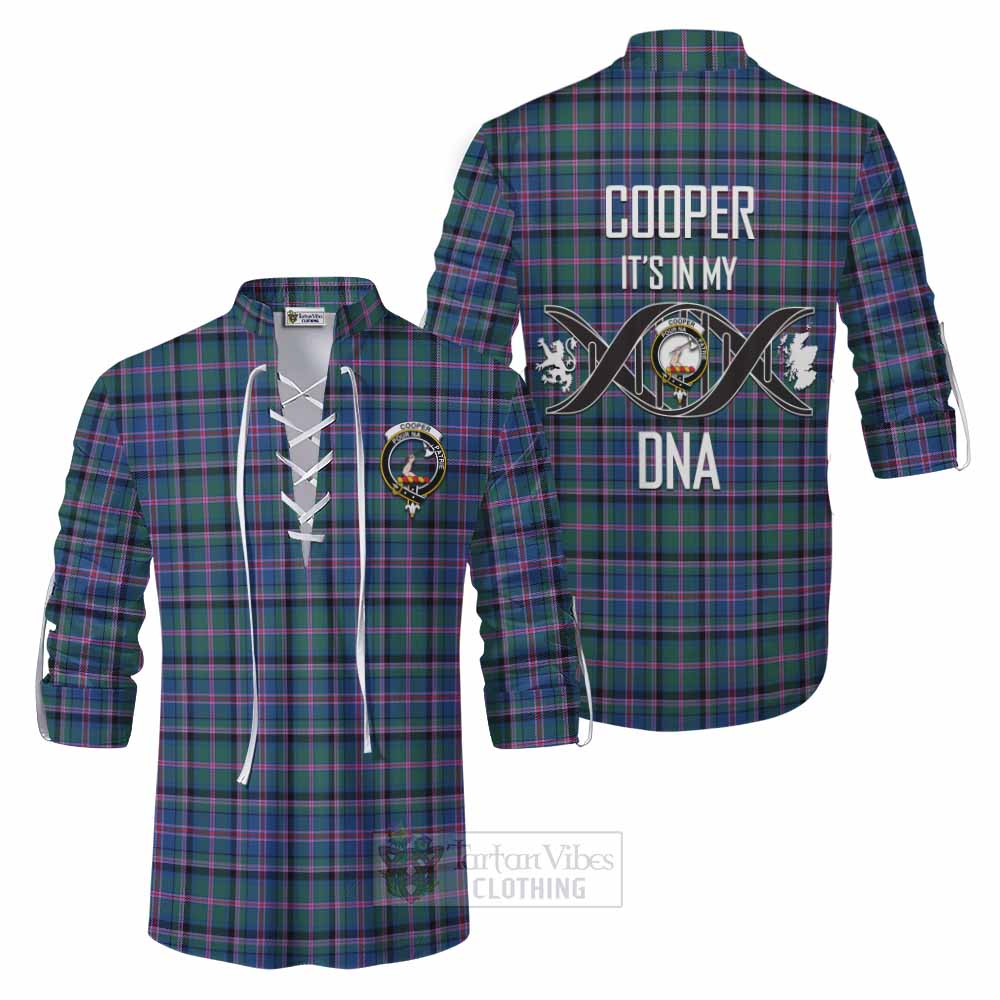 Tartan Vibes Clothing Cooper Tartan Ghillie Kilt Shirt with Family Crest DNA In Me Style