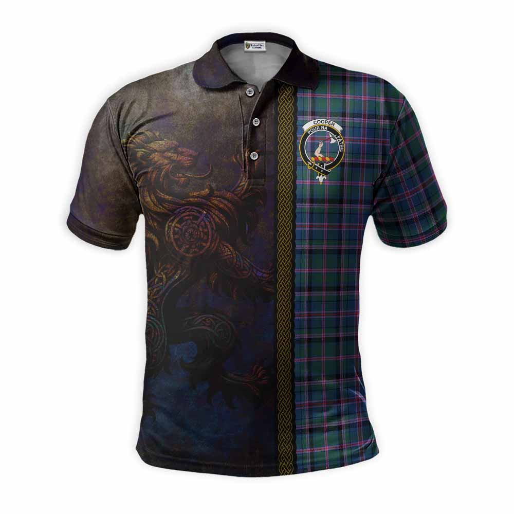 Tartan Vibes Clothing Cooper Tartan Family Crest Polo Shirt Alba Gu Brath Be Brave Lion Ancient Style