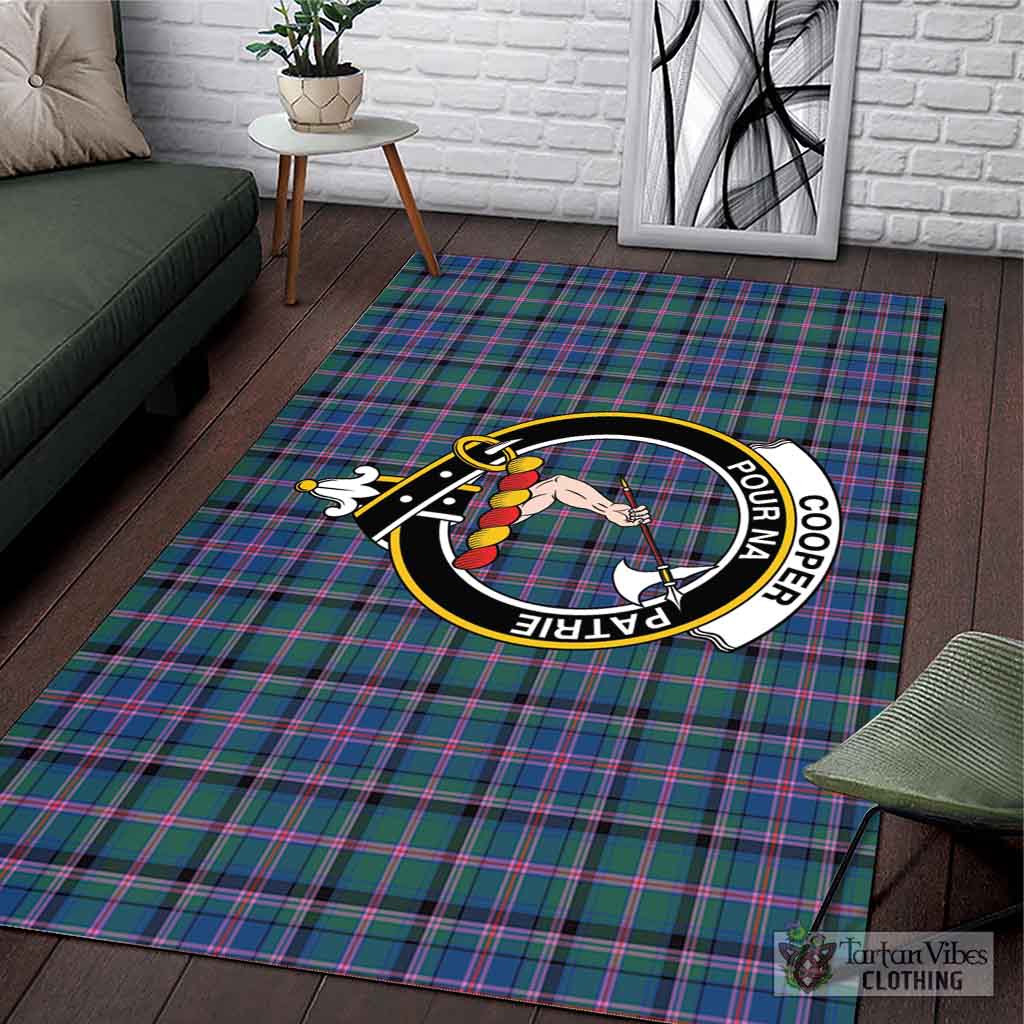 Tartan Vibes Clothing Cooper Tartan Area Rug with Family Crest