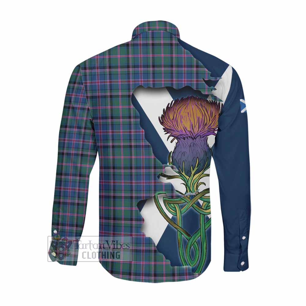 Tartan Vibes Clothing Cooper Tartan Family Crest Long Sleeve Button Shirt Scottish Thistle Celtic Inspired