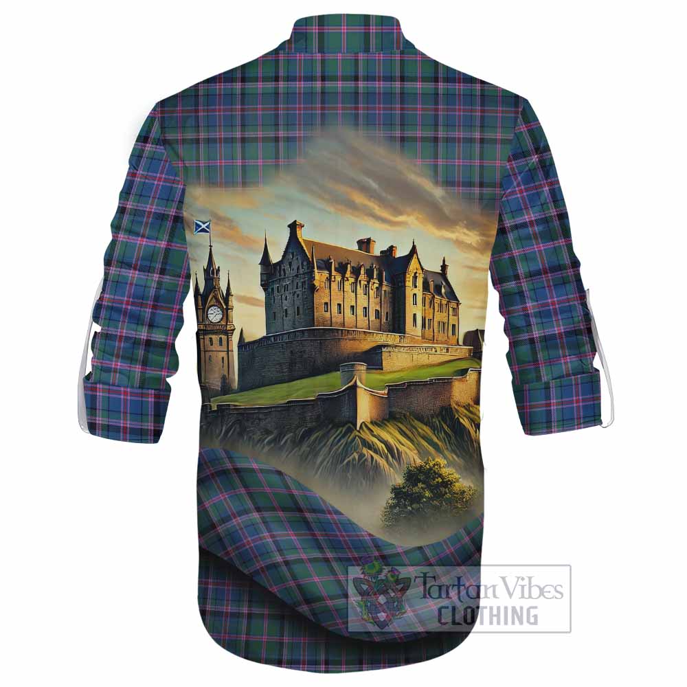 Tartan Vibes Clothing Cooper Tartan Family Crest Ghillie Kilt Shirt with Scottish Ancient Castle Style