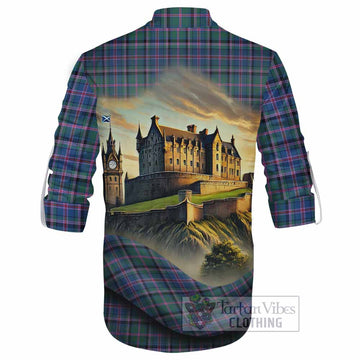 Tartan Vibes Clothing Cooper Tartan Family Crest Ghillie Kilt Shirt with Scottish Ancient Castle Style