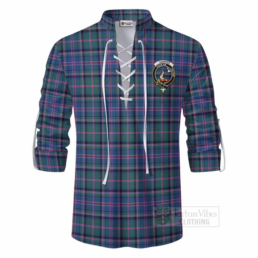 Tartan Vibes Clothing Cooper Tartan Ghillie Kilt Shirt with Family Crest DNA In Me Style