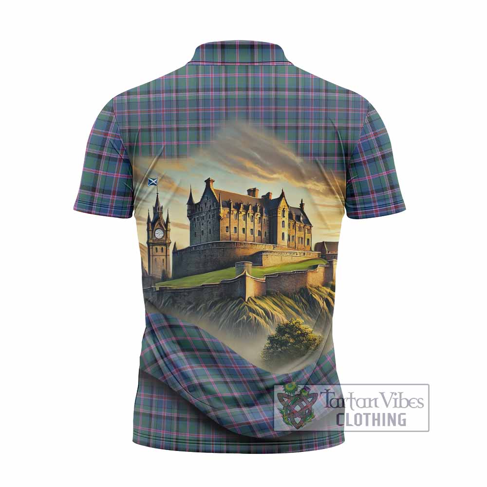 Tartan Vibes Clothing Cooper Tartan Family Crest Zipper Polo Shirt with Scottish Ancient Castle Stype