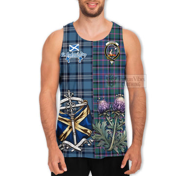 Tartan Vibes Clothing Cooper Tartan Men's Tank Top Happy St. Andrew's Day Half Tartan Style