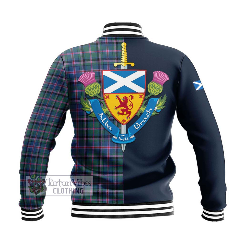 Cooper Tartan Baseball Jacket Alba with Scottish Lion Royal Arm Half Style - Tartan Vibes Clothing