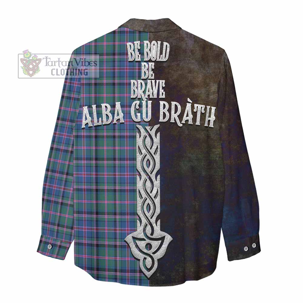 Tartan Vibes Clothing Cooper Tartan Family Crest Women's Casual Shirt Alba Gu Brath Be Brave Lion Ancient Style