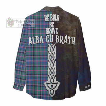 Cooper Tartan Family Crest Women's Casual Shirt Alba Gu Brath Be Brave Lion Ancient Style