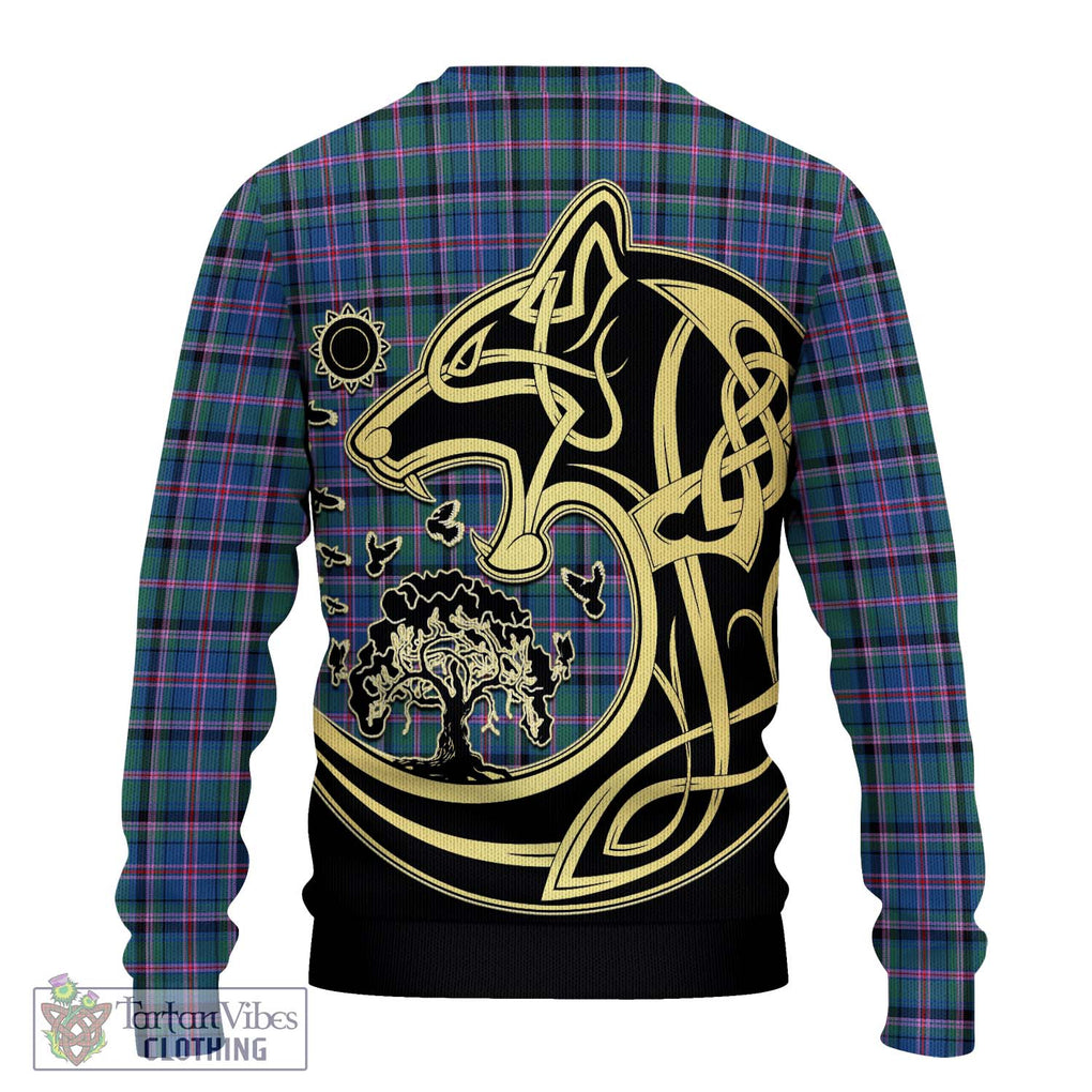 Cooper Tartan Knitted Sweater with Family Crest Celtic Wolf Style - Tartan Vibes Clothing