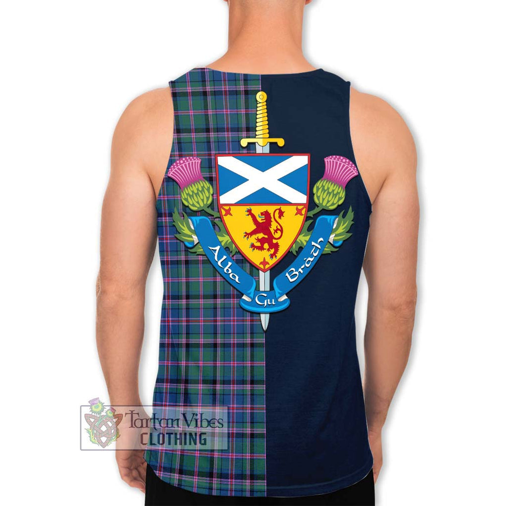 Tartan Vibes Clothing Cooper Tartan Men's Tank Top with Scottish Lion Royal Arm Half Style
