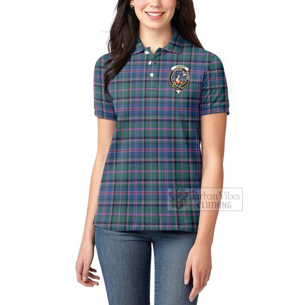 Tartan Vibes Clothing Cooper Tartan Women's Polo Shirt with Family Crest Celtic Skull Style