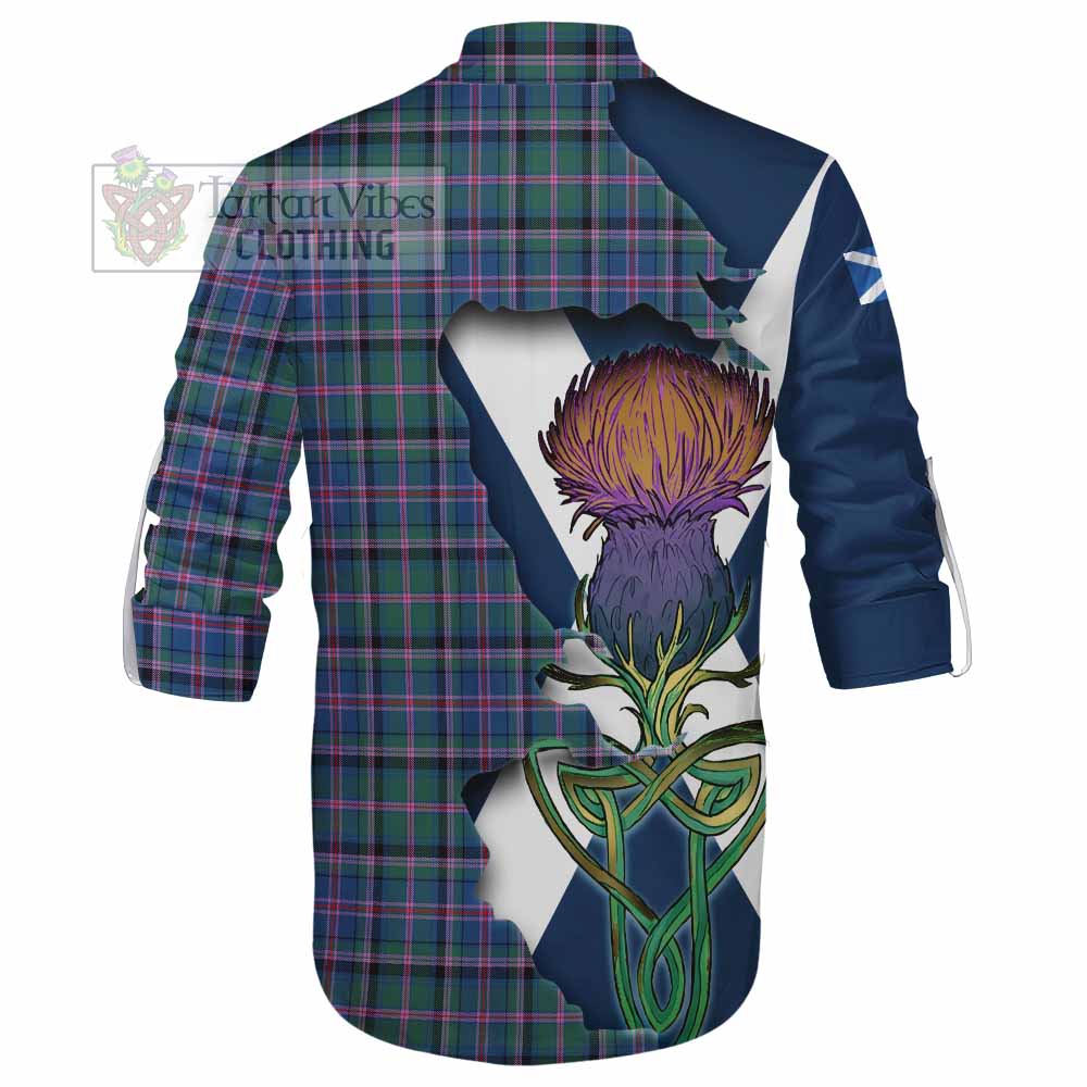 Tartan Vibes Clothing Cooper Tartan Family Crest Ghillie Kilt Shirt Scottish Thistle Celtic Inspired