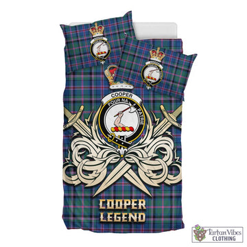 Cooper Tartan Bedding Set with Clan Crest and the Golden Sword of Courageous Legacy