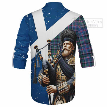 Tartan Vibes Clothing Cooper Tartan Ghillie Kilt Shirt with Family Crest Scottish Bagpiper Vibes