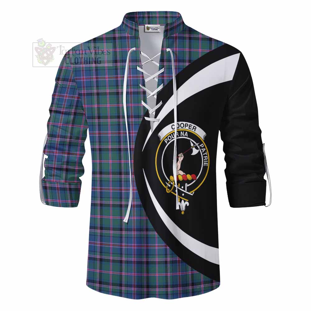 Tartan Vibes Clothing Cooper Tartan Ghillie Kilt Shirt with Family Crest Circle Style