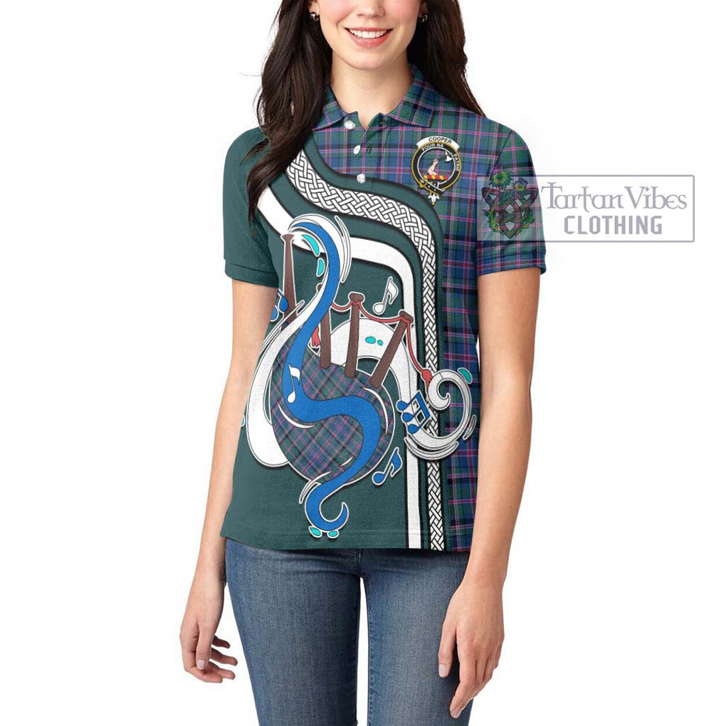 Cooper Tartan Women's Polo Shirt with Epic Bagpipe Style - Tartanvibesclothing Shop