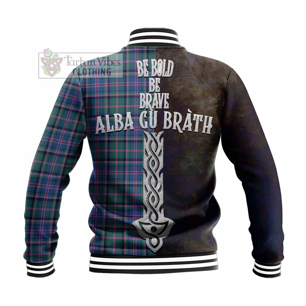 Tartan Vibes Clothing Cooper Tartan Family Crest Baseball Jacket Alba Gu Brath Be Brave Lion Ancient Style