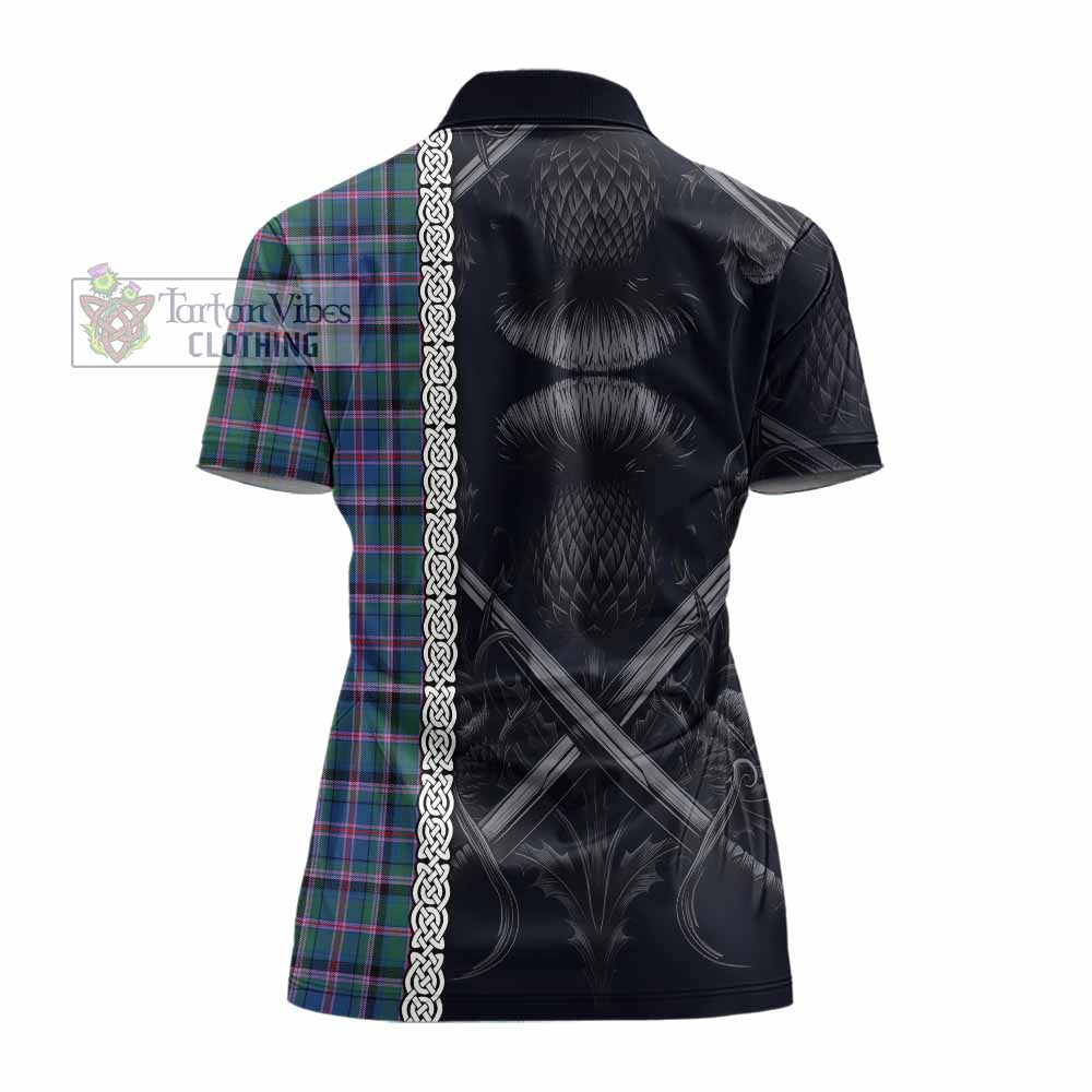 Tartan Vibes Clothing Cooper Tartan Women's Polo Shirt with Family Crest Cross Sword Thistle Celtic Vibes
