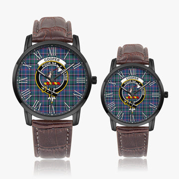 Cooper Tartan Family Crest Leather Strap Quartz Watch