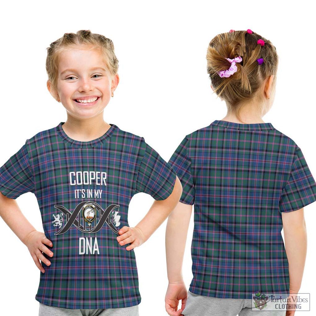Cooper Tartan Kid T-Shirt with Family Crest DNA In Me Style - Tartanvibesclothing Shop