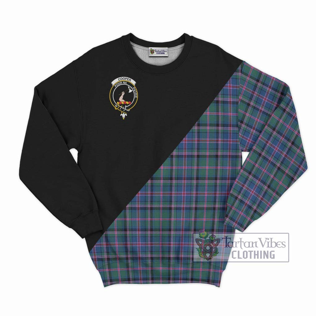 Cooper Tartan Sweatshirt with Family Crest and Military Logo Style - Tartanvibesclothing Shop