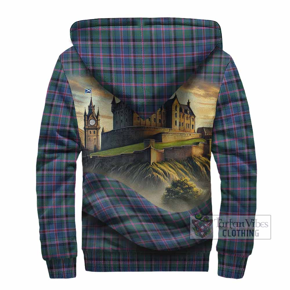 Cooper Tartan Family Crest Sherpa Hoodie with Scottish Ancient Castle Style - Tartan Vibes Clothing