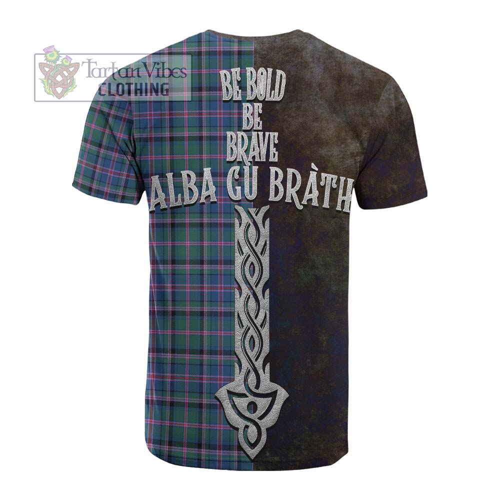 Tartan Vibes Clothing Cooper Tartan Family Crest Cotton T-shirt Alba Gu Brath Be Brave Lion Ancient Style