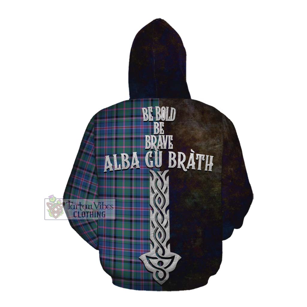 Tartan Vibes Clothing Cooper Tartan Family Crest Cotton Hoodie Alba Gu Brath Be Brave Lion Ancient Style
