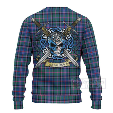 Tartan Vibes Clothing Cooper Tartan Knitted Sweater with Family Crest Celtic Skull Style
