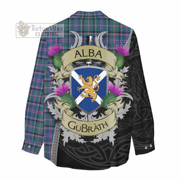 Tartan Vibes Clothing Cooper Tartan Family Crest Women's Casual Shirt Lion Rampant Royal Thistle Shield Celtic Inspired